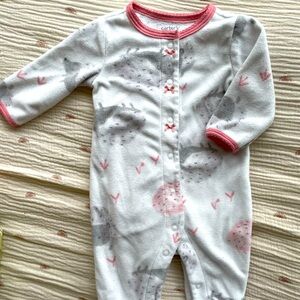 Carter’s Fleece baby girls footie pajama. Size 3 months